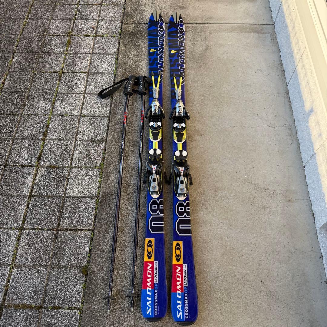 SALOMON 170cm スキー板　ストック　セット　送料無料