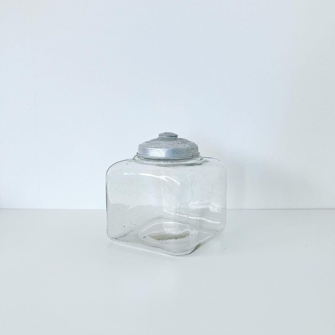 ガラスキャニスター　古道具　レトロインテリア　ビンテージ雑貨　ブロカント　古物