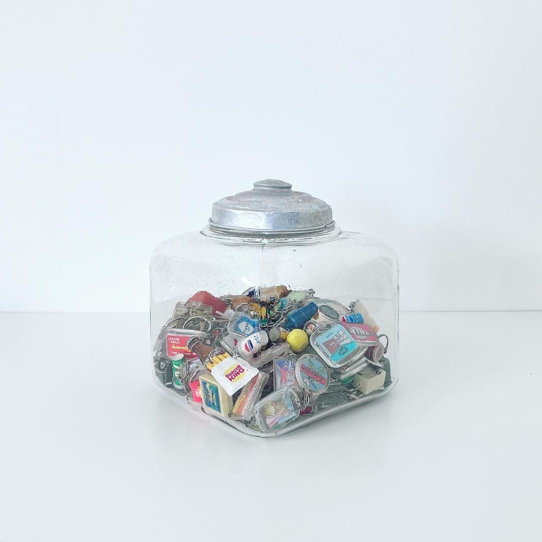 ガラスキャニスター　古道具　レトロインテリア　ビンテージ雑貨　ブロカント　古物