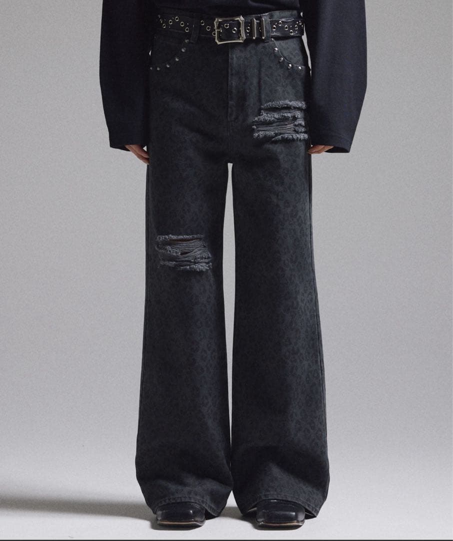 【GRANCY】レオパードダメージフレアパンツ