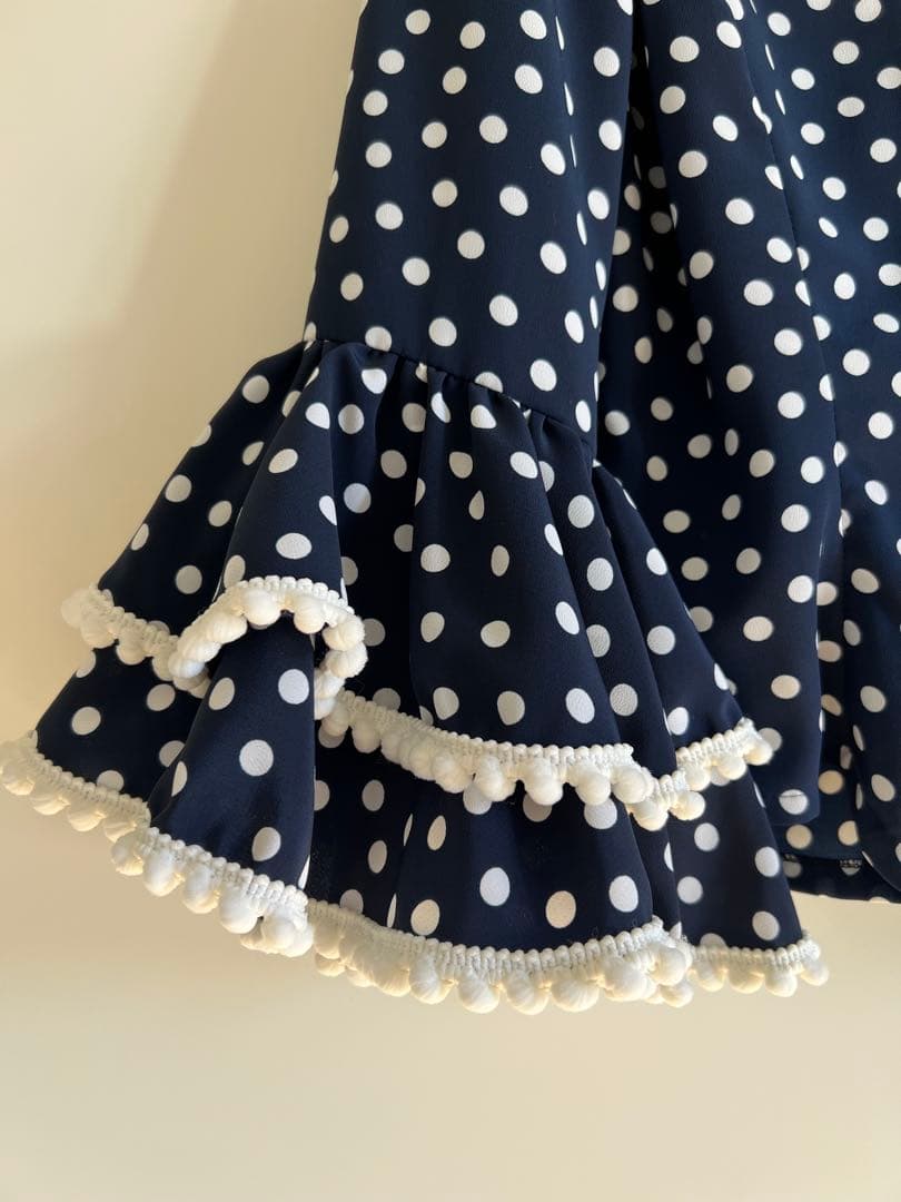 フラメンコ衣装　スペイン製スリットブラウス　水玉