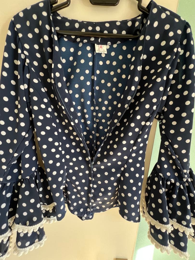 フラメンコ衣装　スペイン製スリットブラウス　水玉