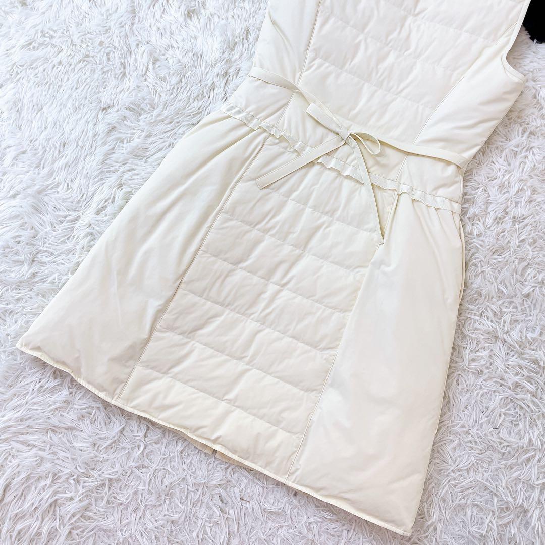 【美品】 エムズグレイシー ロングダウンベスト ジレ 36 M アイボリー