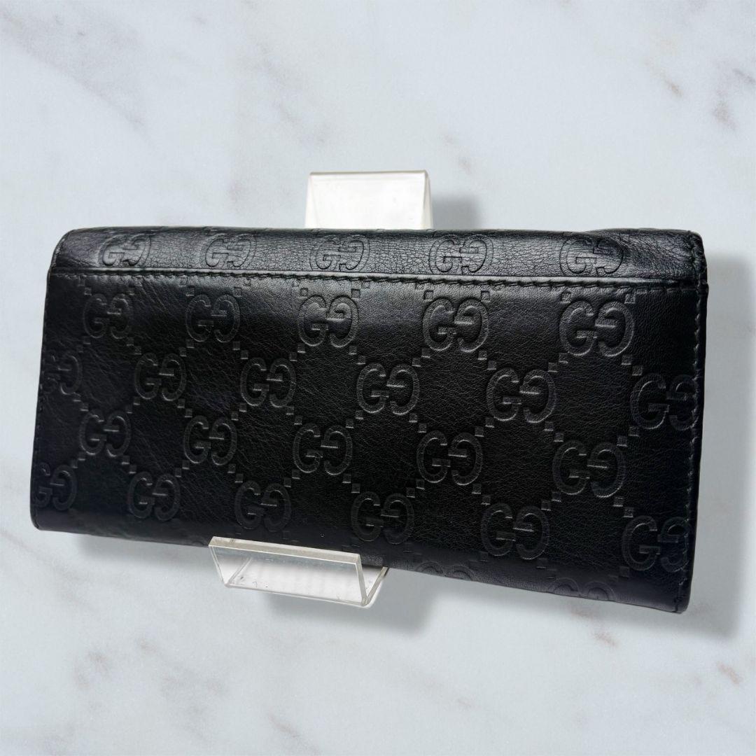 08 美品 GUCCI シマ 二つ折り財布 長財布 インターロッキング 黒 x6