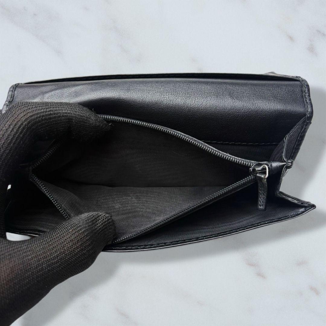 08 美品 GUCCI シマ 二つ折り財布 長財布 インターロッキング 黒 x6