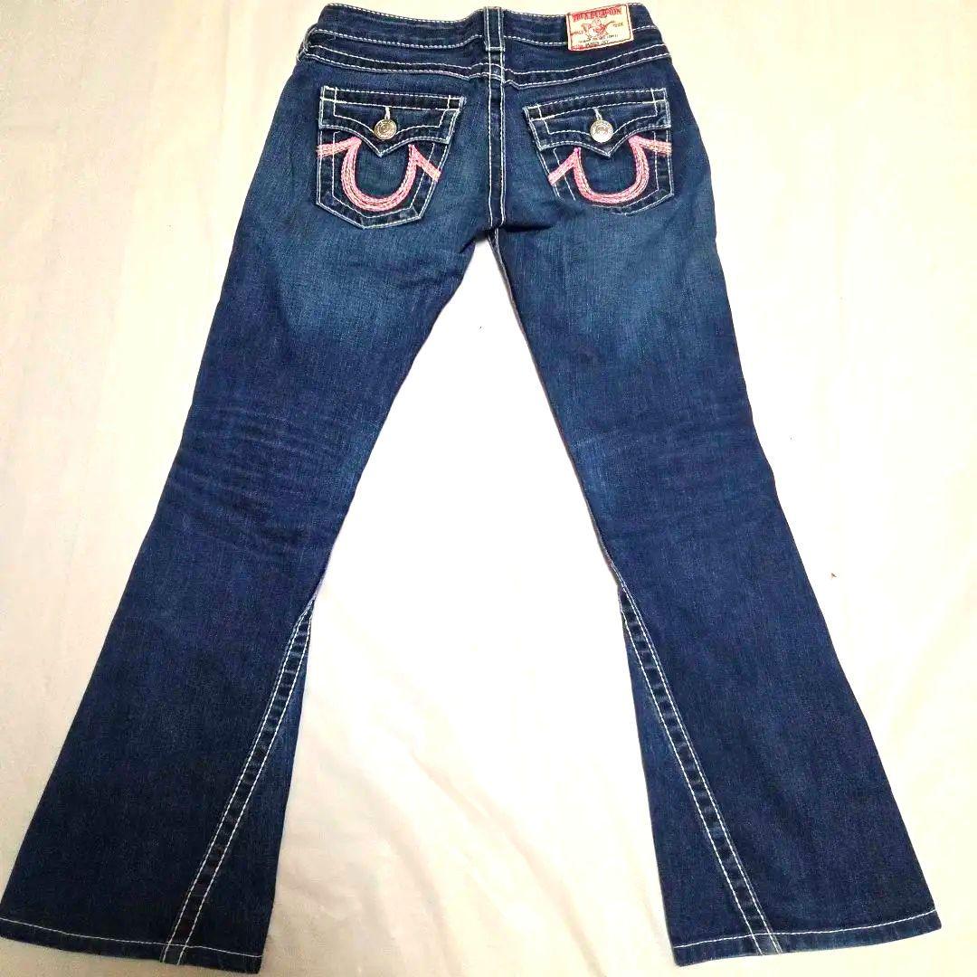 極美品TRUE RELIGIONブーツカット・フレアデニム・ダークブルーW25