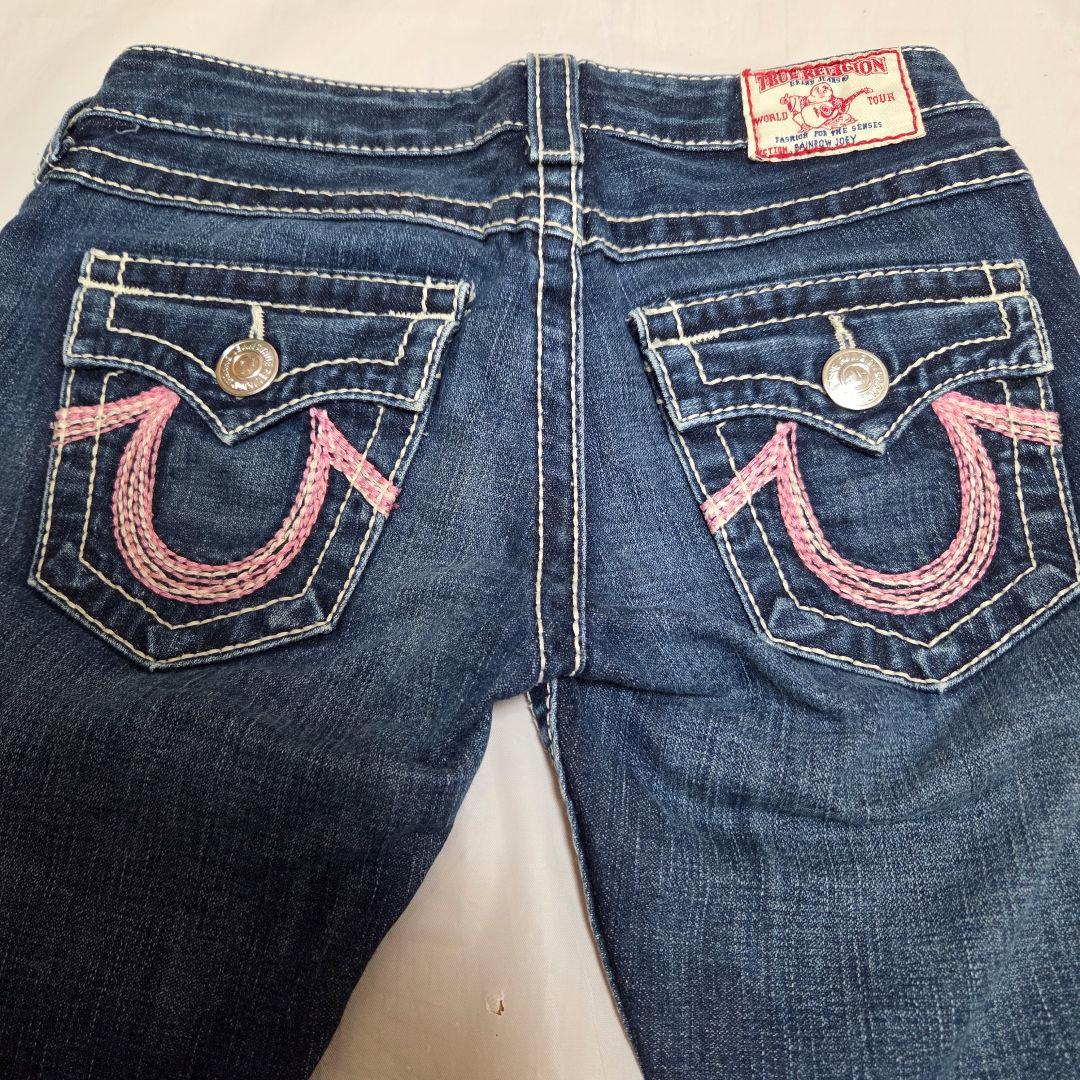 極美品TRUE RELIGIONブーツカット・フレアデニム・ダークブルーW25