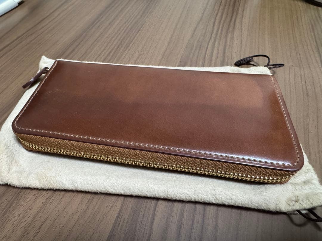 【最終値下げ】GANZO シェルコードバン2 ラウンドファスナー長財布ナチュラル