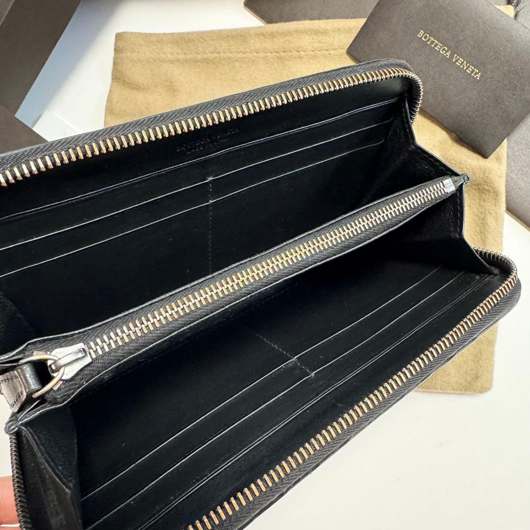 ★美品 値下げ★ボッテガヴェネタ 黒ネロ VNカーフ ラウンドジップウォレット