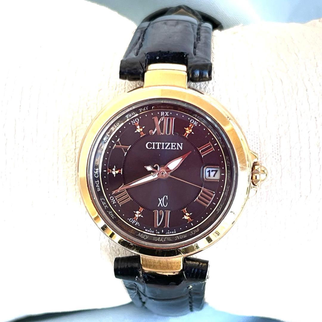美品❣シチズンクロスシーxC　H240 黒文字盤　黒レザー　電波ソーラー　稼働