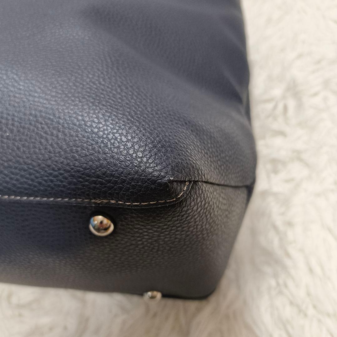 美品 グリーンレーベルリラクシング シボ レザーライク ジップ トート バッグ