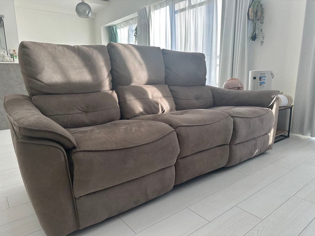 【美品/2年使用】3人掛け電動ソファ「バッジオ」ヨーロピアングレー