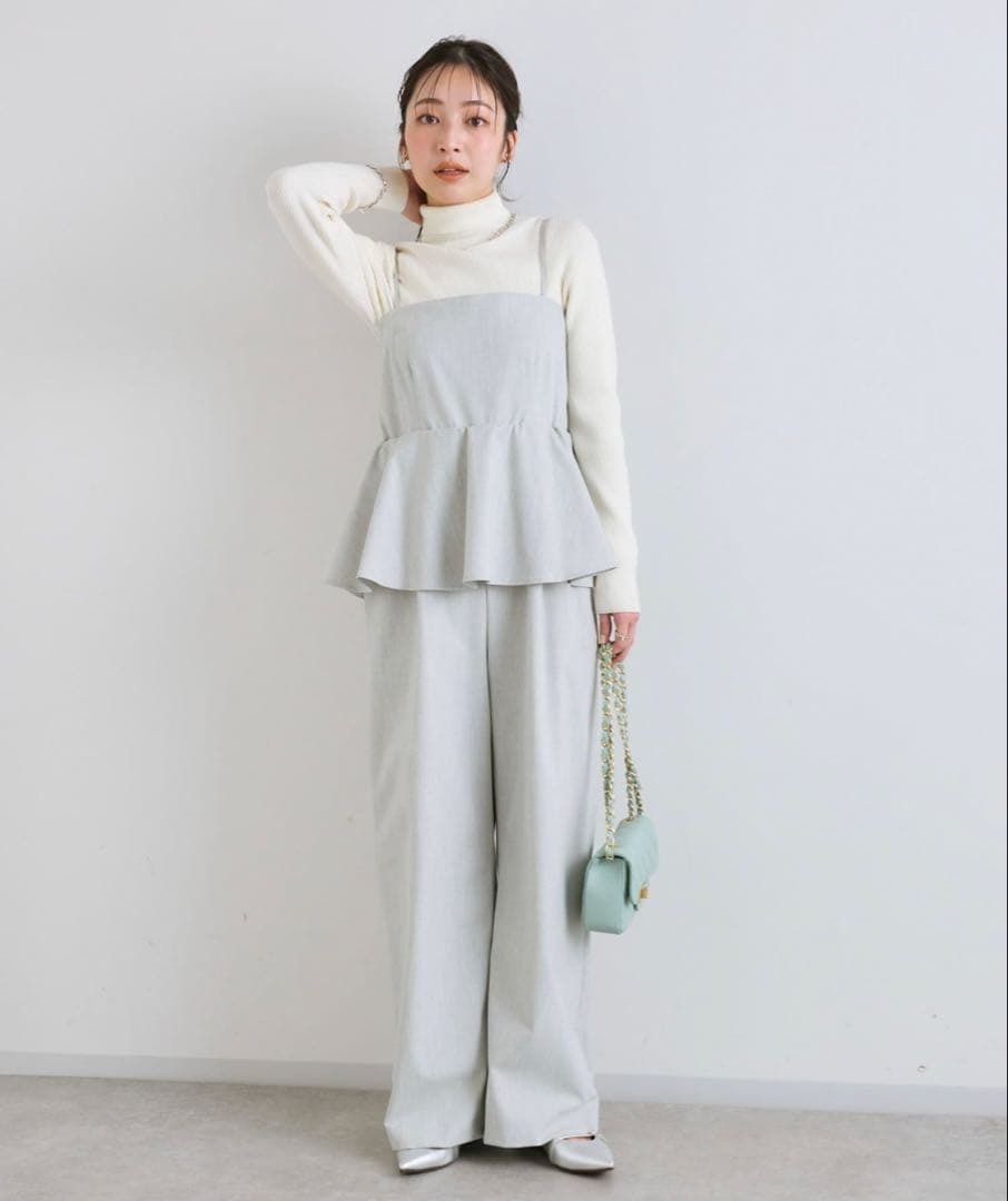 【新品タグ付き】ベアトップオールインワン ライトグレー ラブティックボンボン