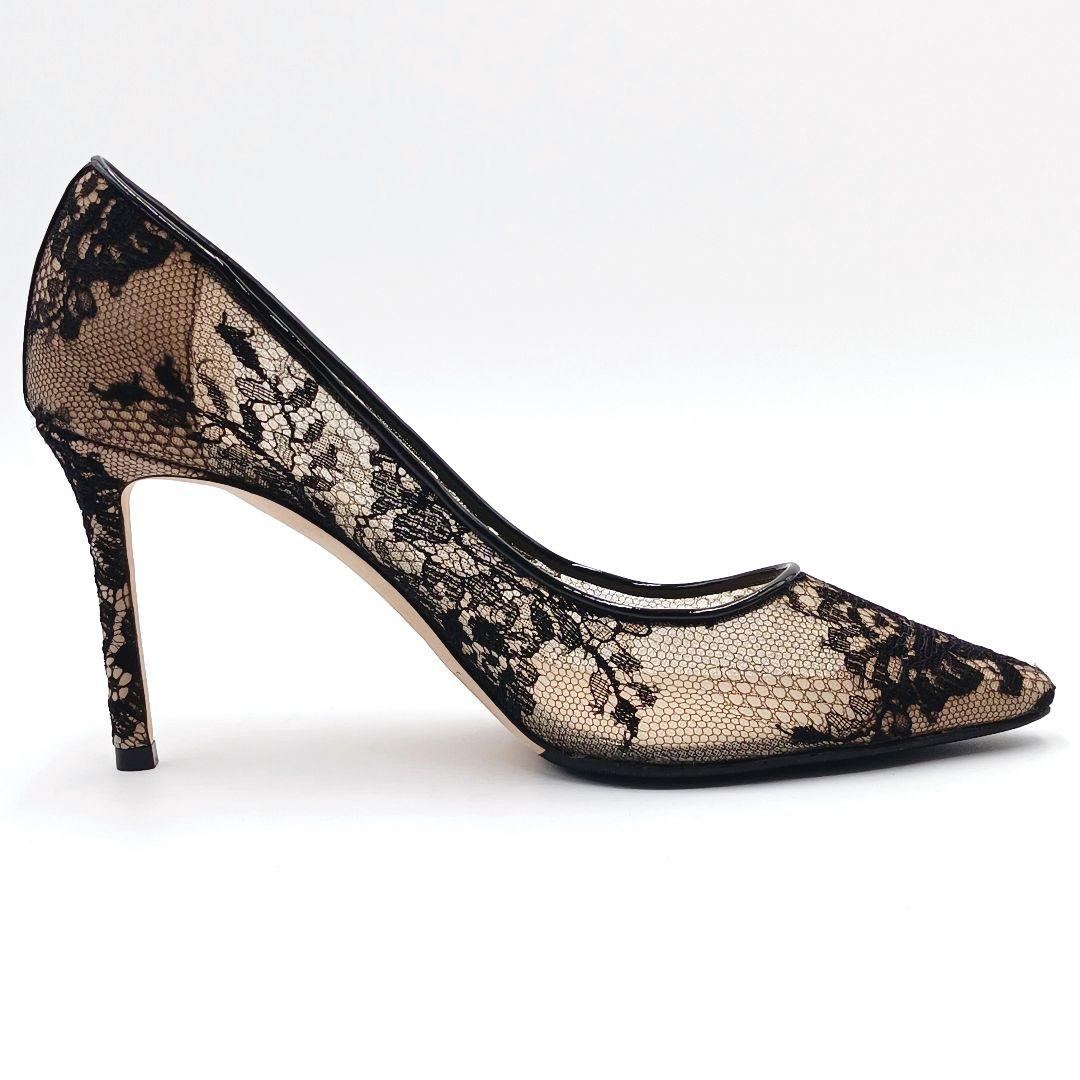 【美品】ジミーチュウ レース ハイヒール ロミー 38 黒 Jimmy Choo