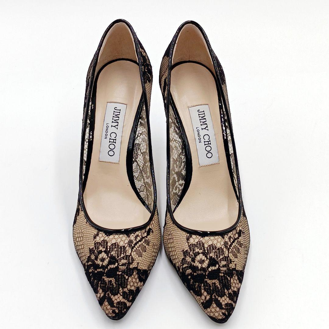 【美品】ジミーチュウ レース ハイヒール ロミー 38 黒 Jimmy Choo