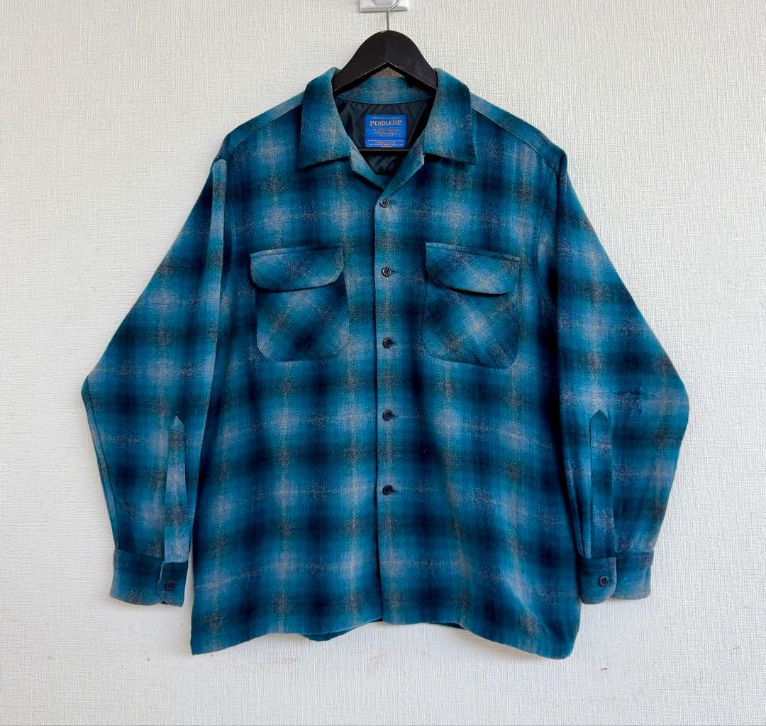 超超スペシャル 90s ペンドルトン オンブレ チェック シャツ L ターコイズ