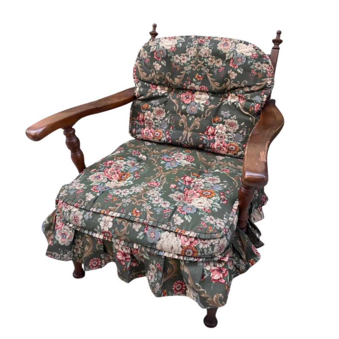 【関東圏内5000円値下げ！】飛騨産業 キツツキ 花柄ソファ　木製 アンティーク