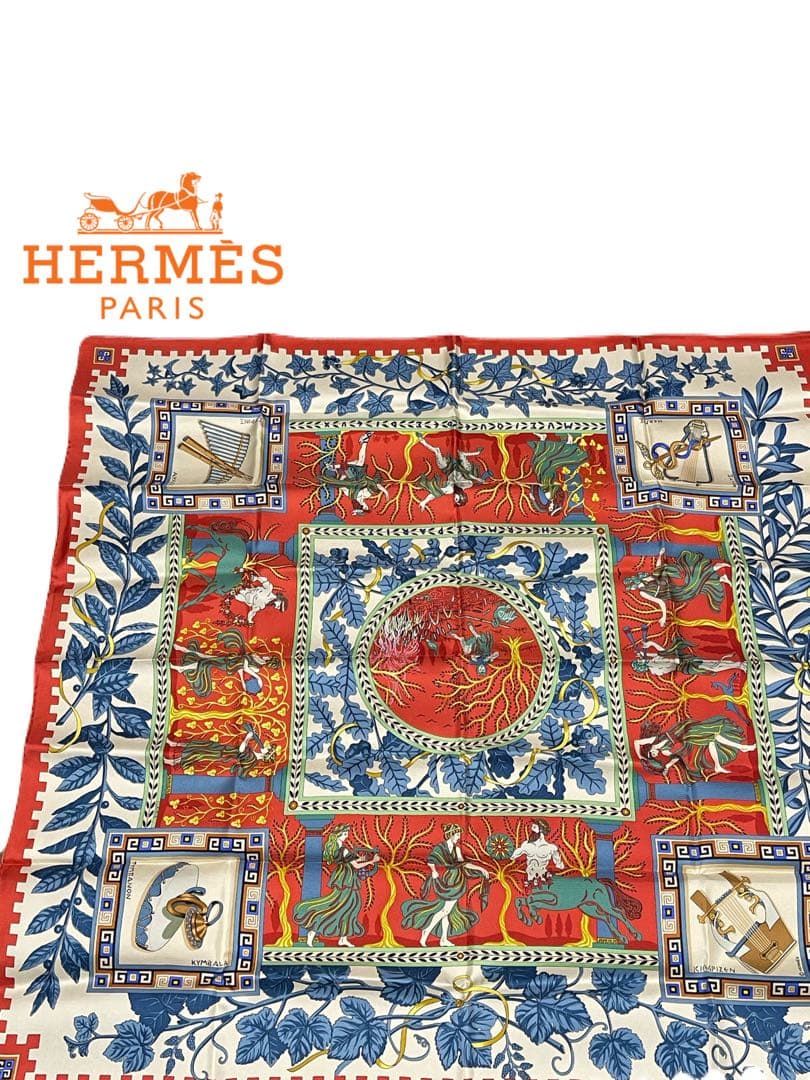 ★美品★HERMES★カレ 90★スカーフ★シルク★古代 ローマ★神々★