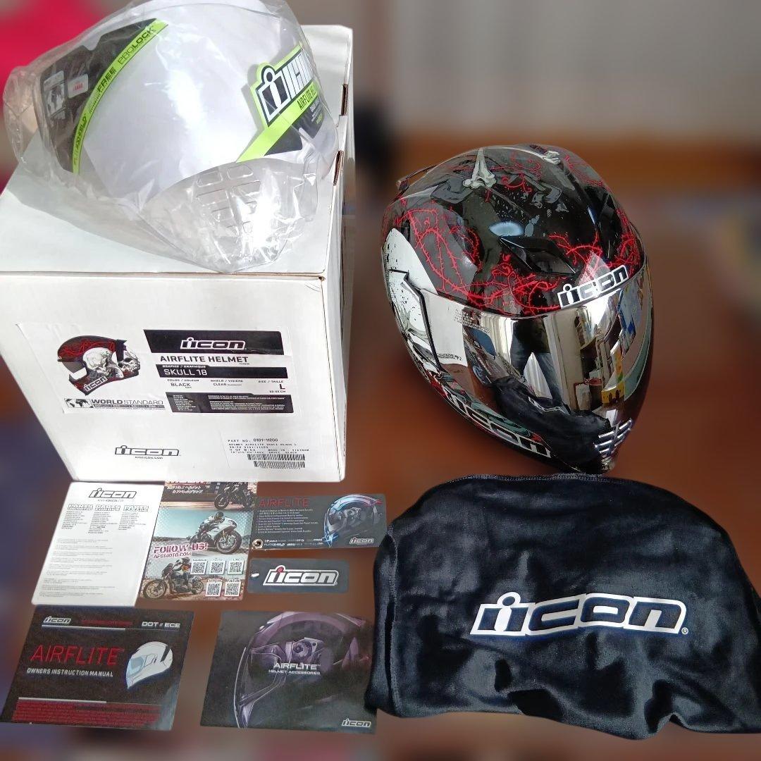 美品　icon AIRFLITE SKULL18 アイコン　ヘルメット　Lサイズ