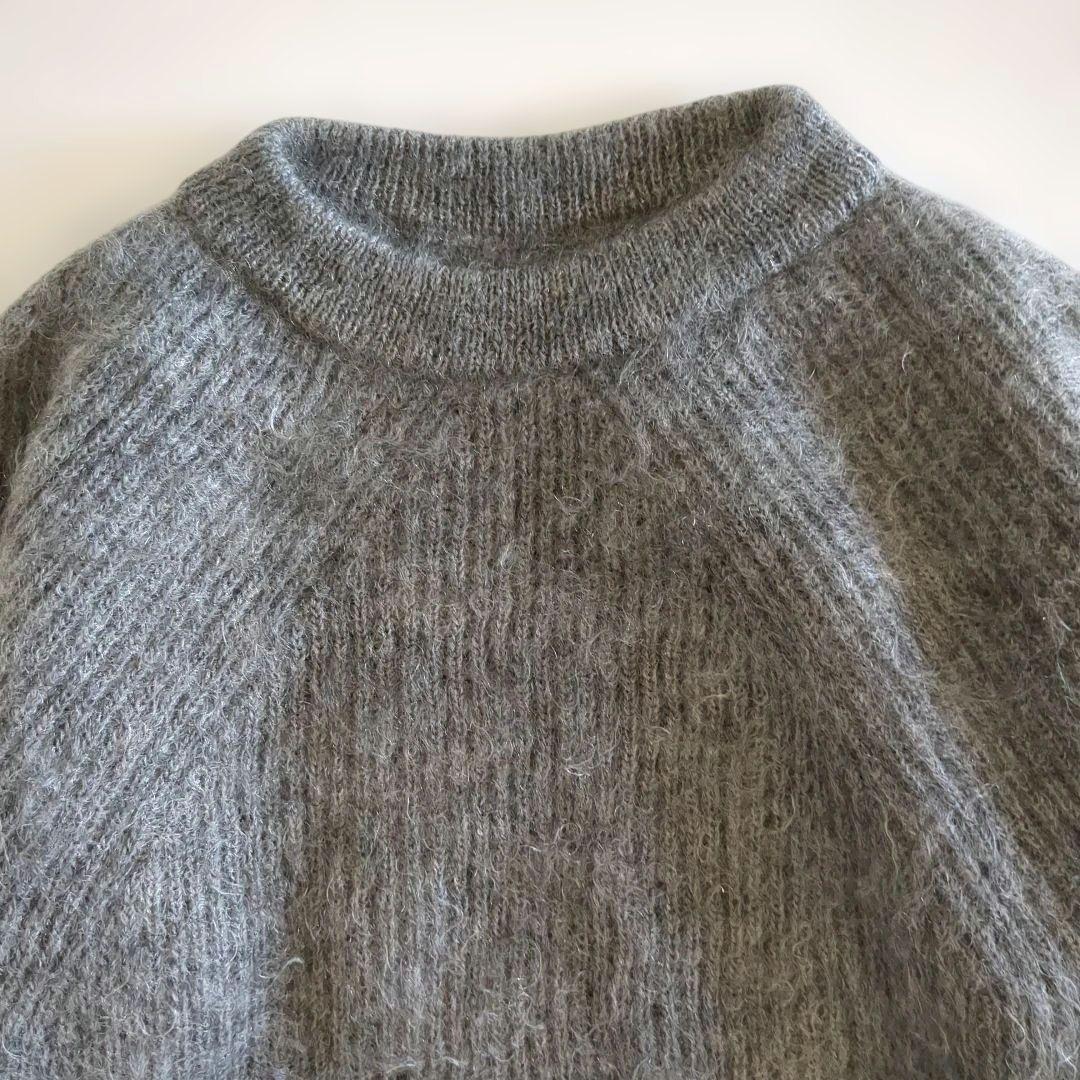 バトナー ニット モヘヤ混 シグネチャー クルーネック グレー 2