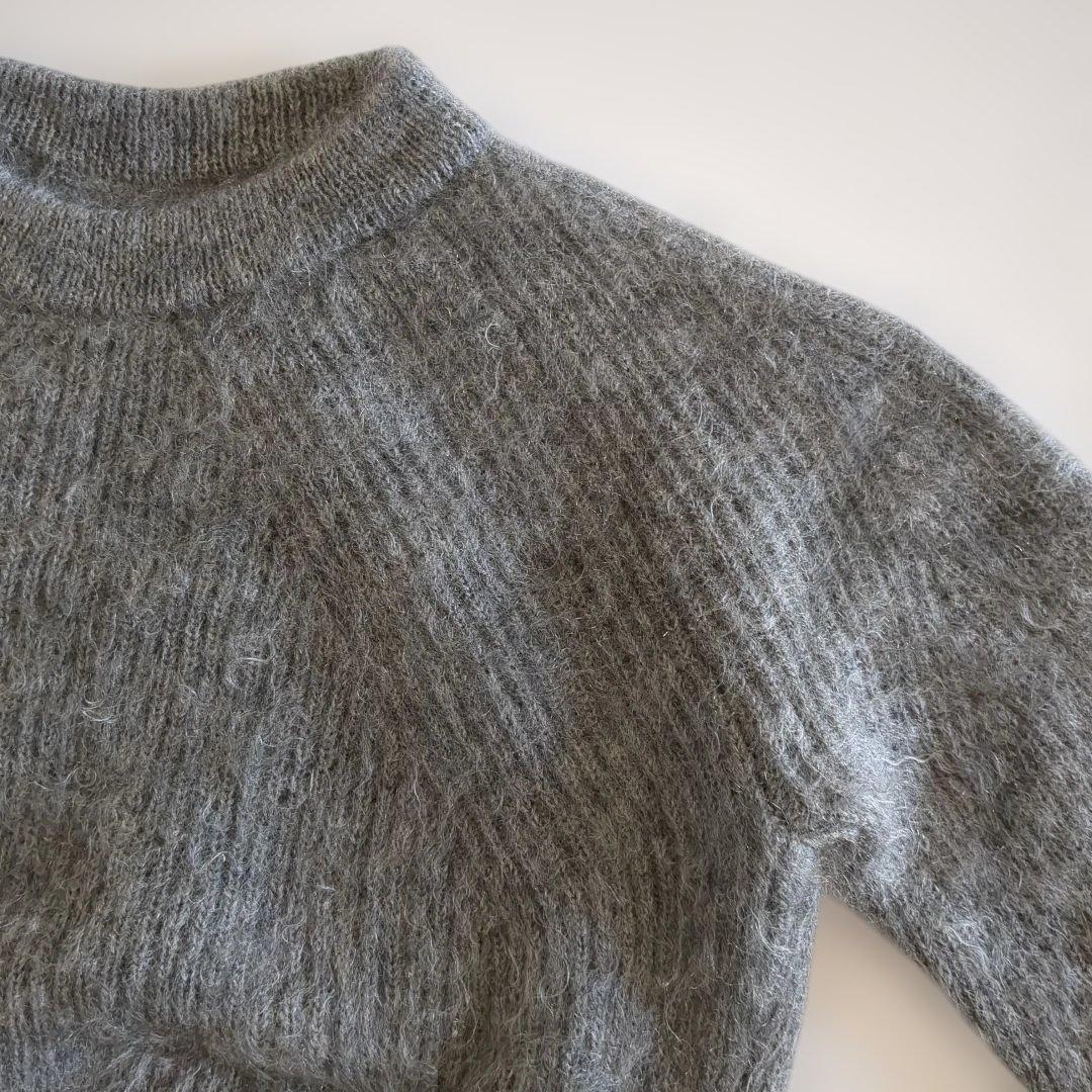 バトナー ニット モヘヤ混 シグネチャー クルーネック グレー 2
