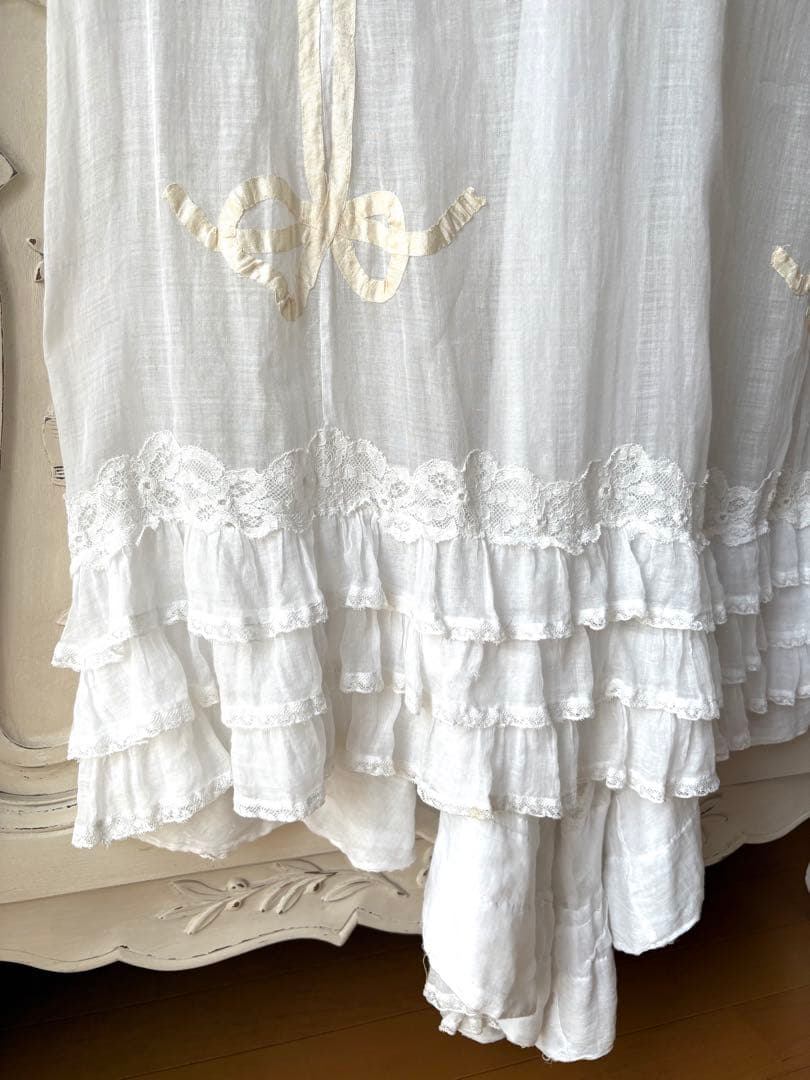 フランスアンティーク　ティードレス　デイドレス　ヴィクトリアン　エドワーディアン