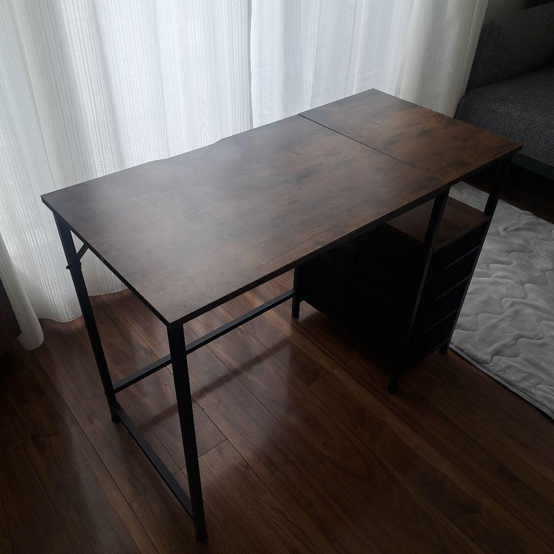 ​【左右付替可】ヴィンテージ風 ワークデスク 配線スリット付き アイアンフレーム