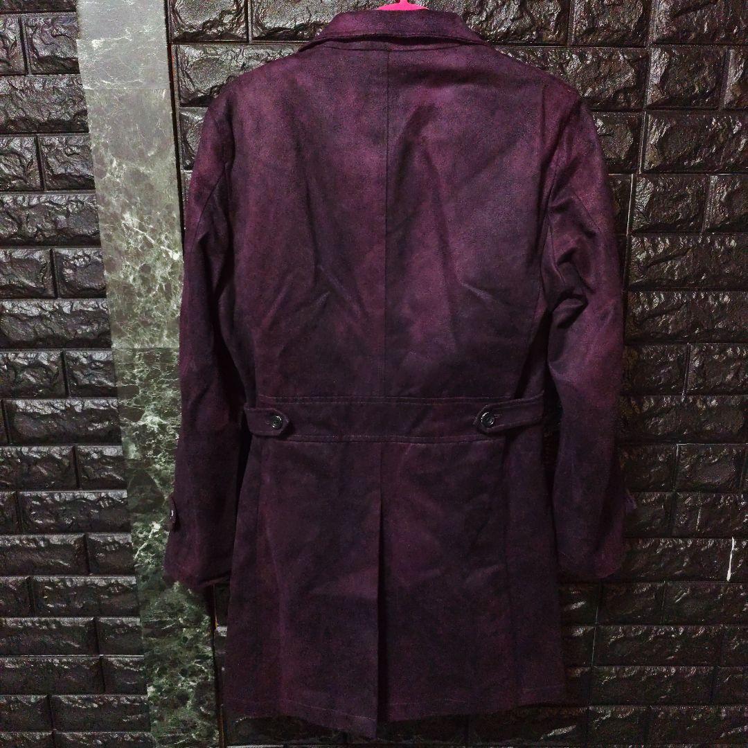 未使用に近い　トルネードマートダークパープルスエード調ムラ染めコートライナー付き