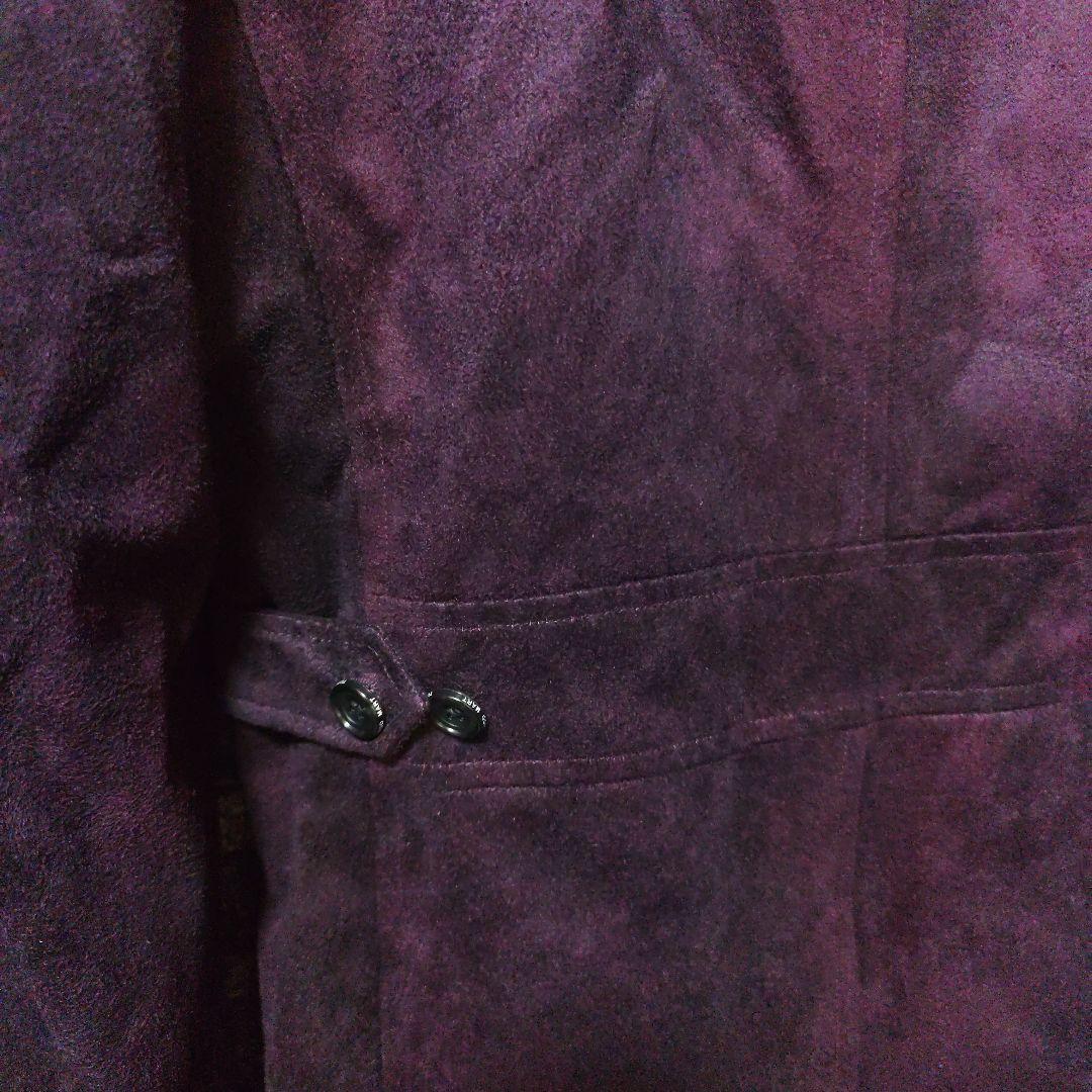 未使用に近い　トルネードマートダークパープルスエード調ムラ染めコートライナー付き