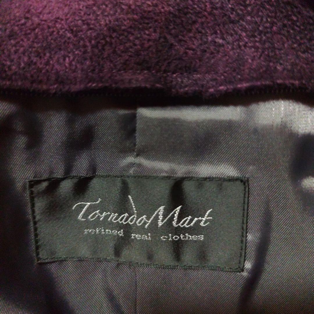 未使用に近い　トルネードマートダークパープルスエード調ムラ染めコートライナー付き