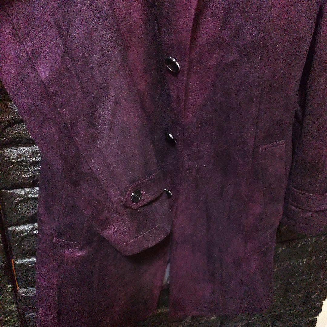 未使用に近い　トルネードマートダークパープルスエード調ムラ染めコートライナー付き