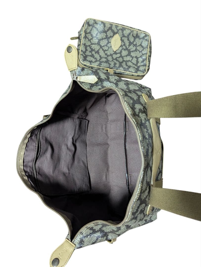 美品 イヴサンローラン ボストンバッグ ポーチ セット ジラフ柄 ヴィンテージ