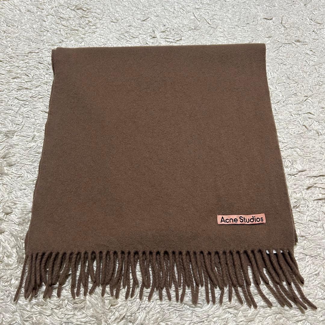 え*」様 Acne Studious ラムウールフリンジスカーフマフラー 茶 2