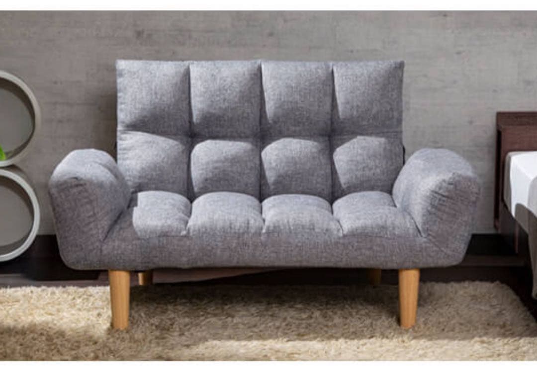 ソファ　ソファー　リビングソファ　2人掛け　ローソファ　リクライニング　グレー