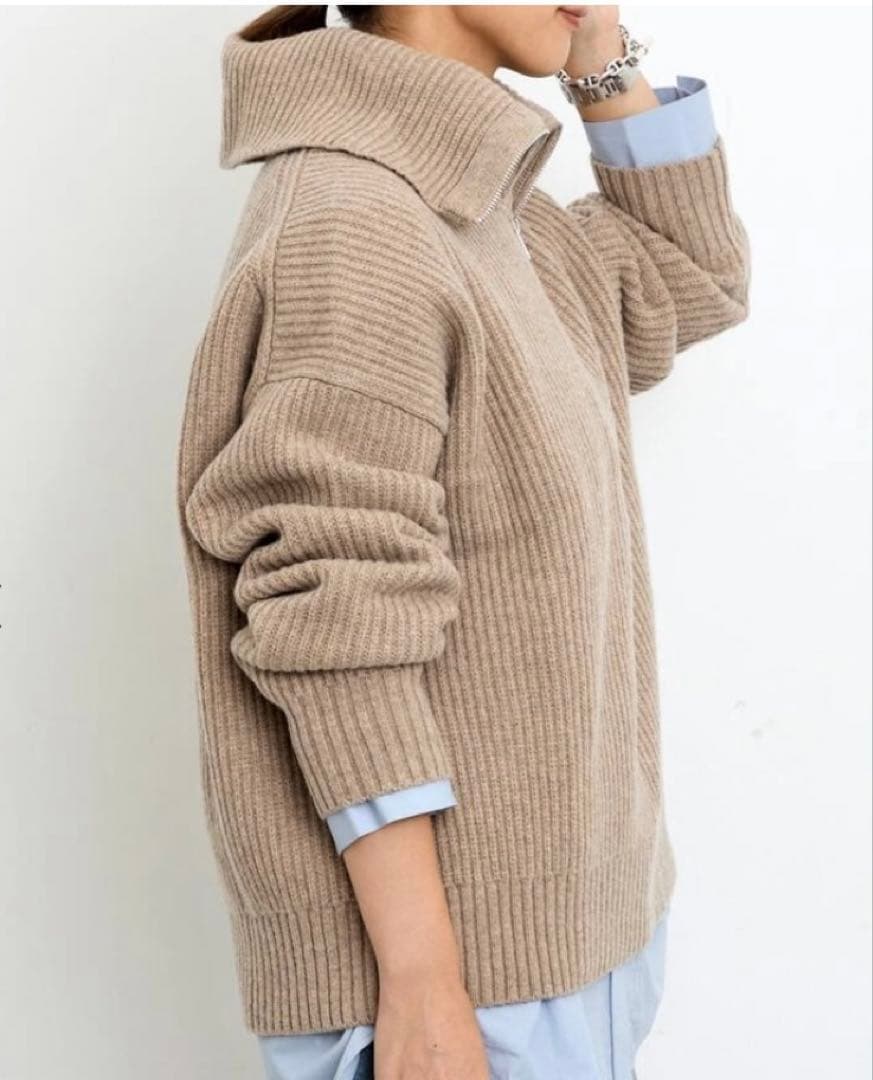 〓RIE様〓【Filipa K】HARF ZIP RIBBED WOOL KNI