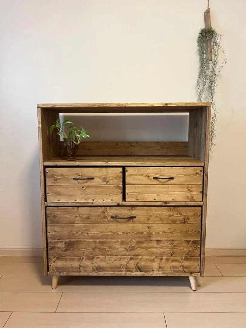 ウッドチェスト　収納棚　キャビネット　キッチンラック　食器棚　本棚