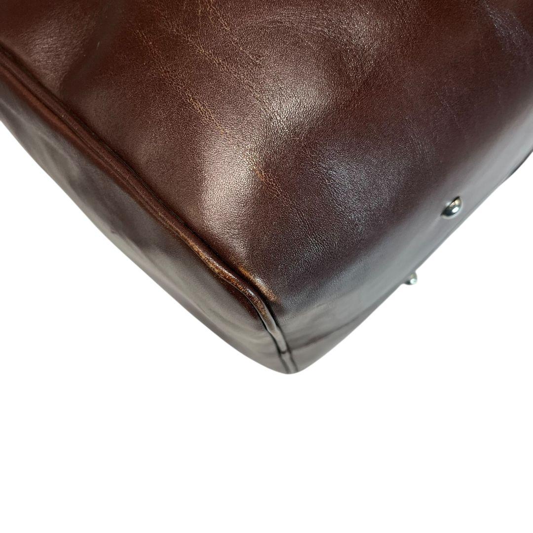 HIROFU　ヒロフ　ボストンバッグ　Hロゴ型押し　レザー　ブラウン