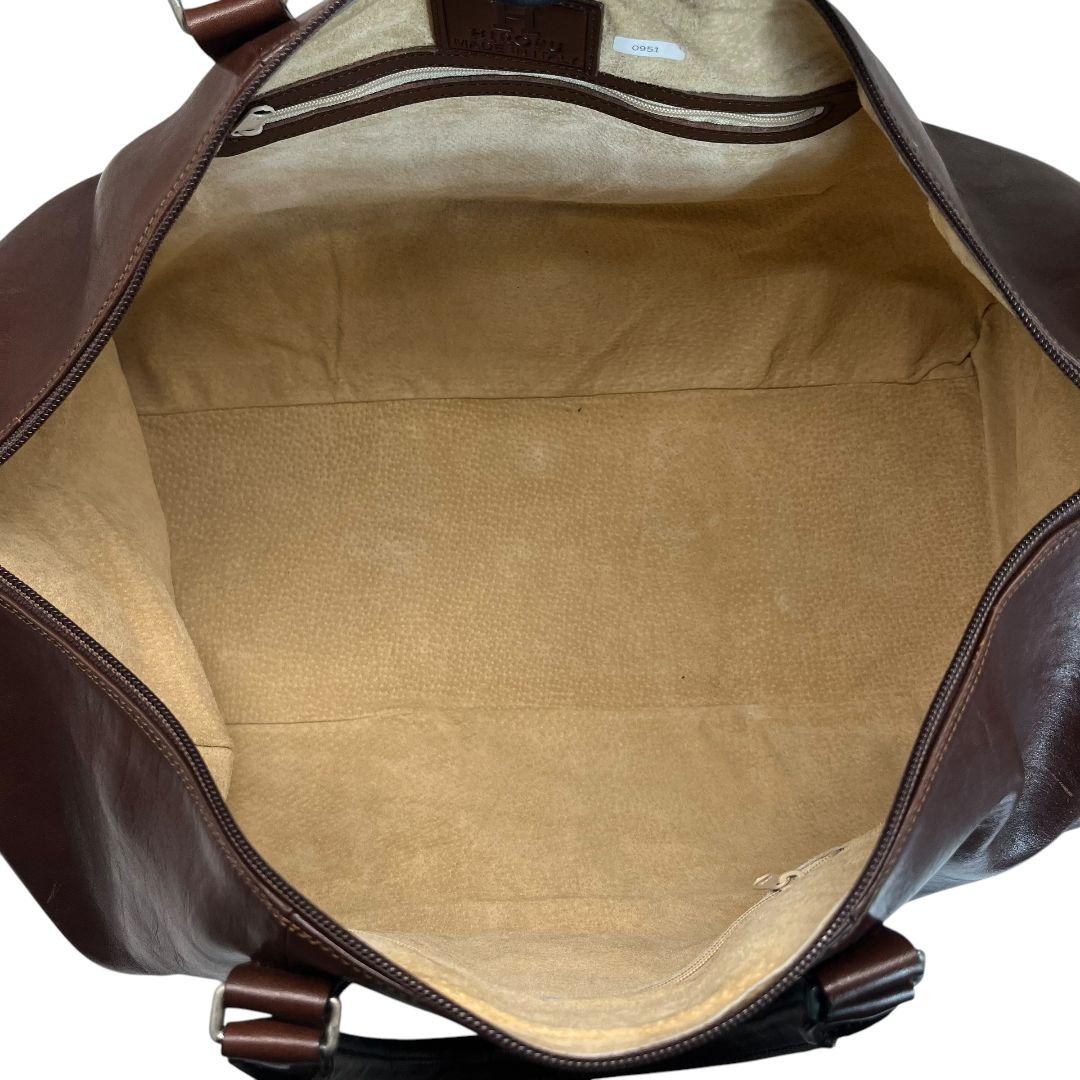 HIROFU　ヒロフ　ボストンバッグ　Hロゴ型押し　レザー　ブラウン