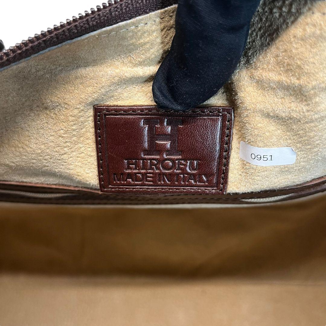 HIROFU　ヒロフ　ボストンバッグ　Hロゴ型押し　レザー　ブラウン