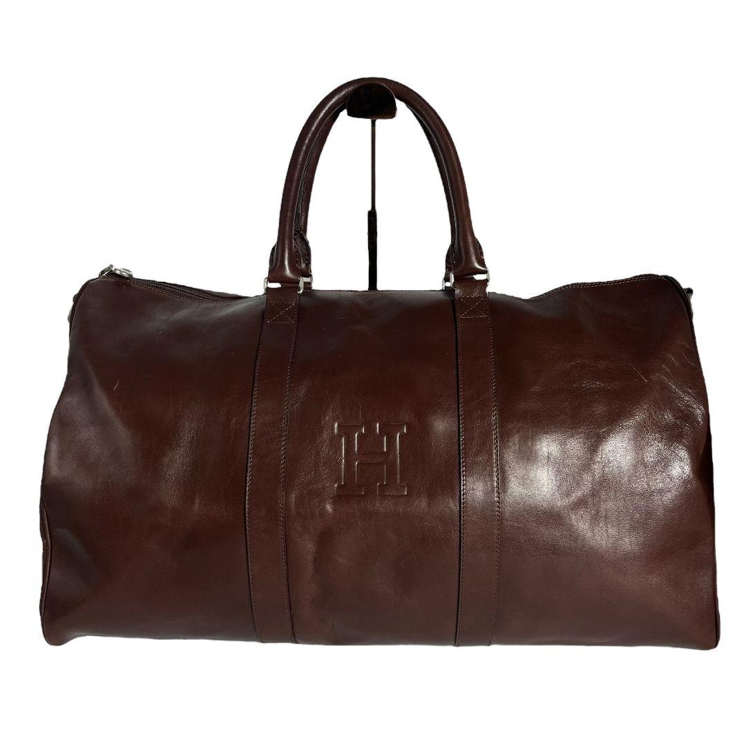 HIROFU　ヒロフ　ボストンバッグ　Hロゴ型押し　レザー　ブラウン