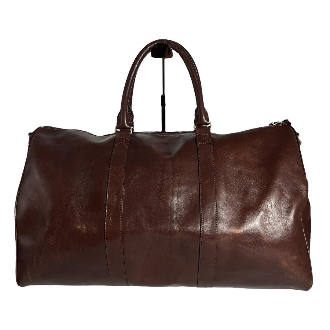 HIROFU　ヒロフ　ボストンバッグ　Hロゴ型押し　レザー　ブラウン