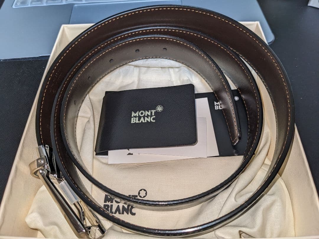 新品MONTBLANCレザーベルト126020 ブラック モンブラン