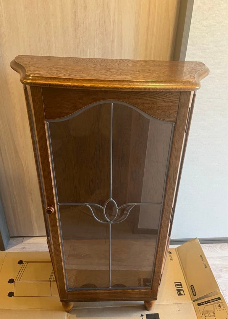 三越家具　ブルージュ Brugge ステンドグラス キャビネット オーク材 英国