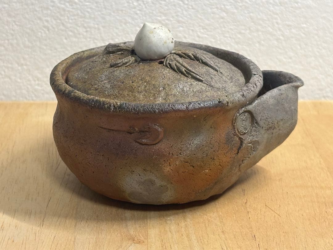 71.備前焼 宝瓶 登り窯 白桃 はくとう 桃 もも モモ 手びねり 急須