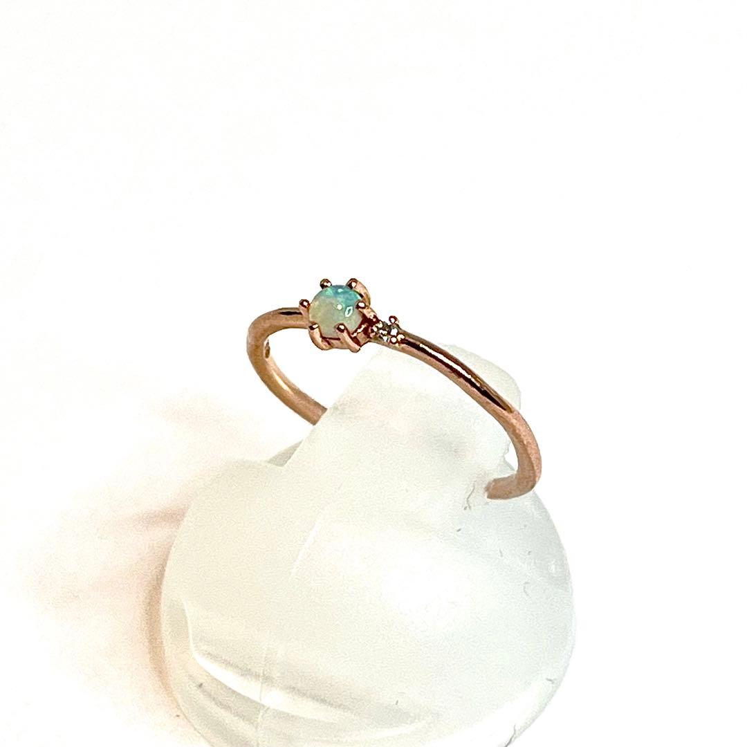 エテ K10 リング オパール ダイヤ リング ピンキーリング1号