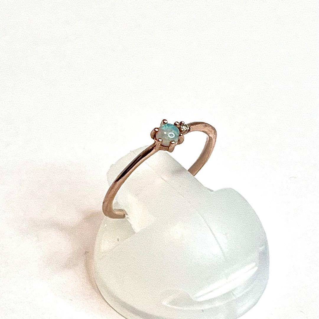 エテ K10 リング オパール ダイヤ リング ピンキーリング1号