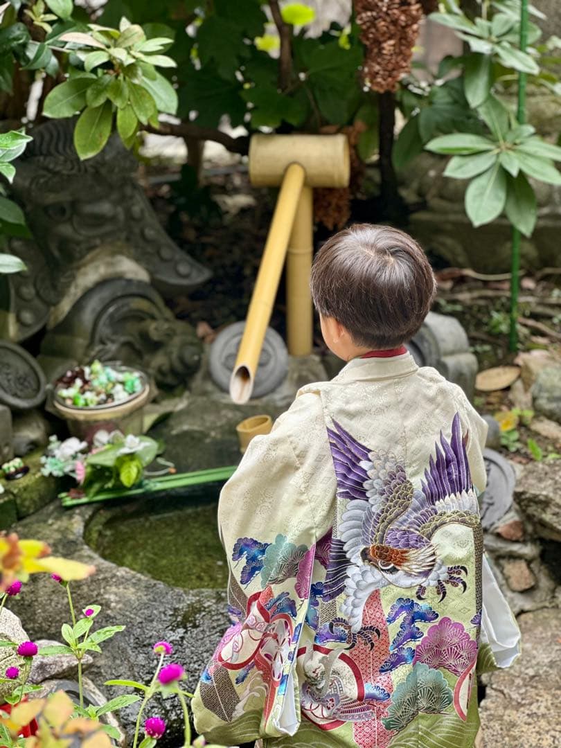 豪華刺繍入り✧‧˚七五三　3歳　小さめ5歳　男の子　淡色系　緑　抹茶