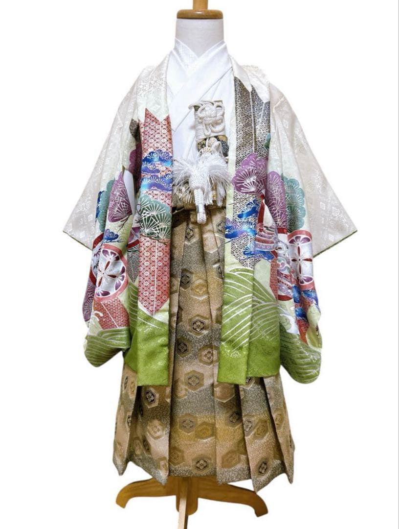 豪華刺繍入り✧‧˚七五三　3歳　小さめ5歳　男の子　淡色系　緑　抹茶