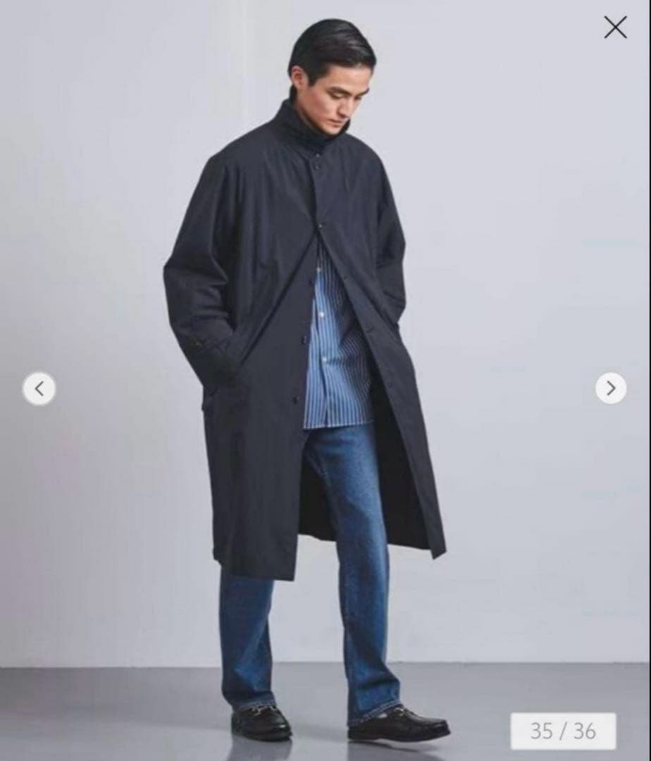 【上質】XL ネイビー 撥水 ステンカラーコート ユナイテッドアローズ