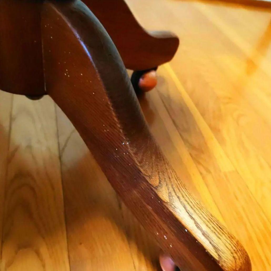 木製キャスター付き 回転式デスクチェア(ムートンチェアパッド付き)